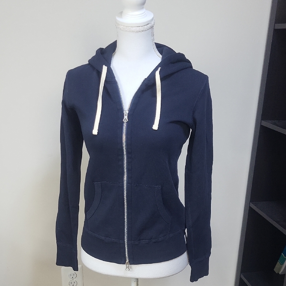 REIGNING CHAMP Blue 100% Pima Cotton Kangaroo Pocket Zip Up Hoodie